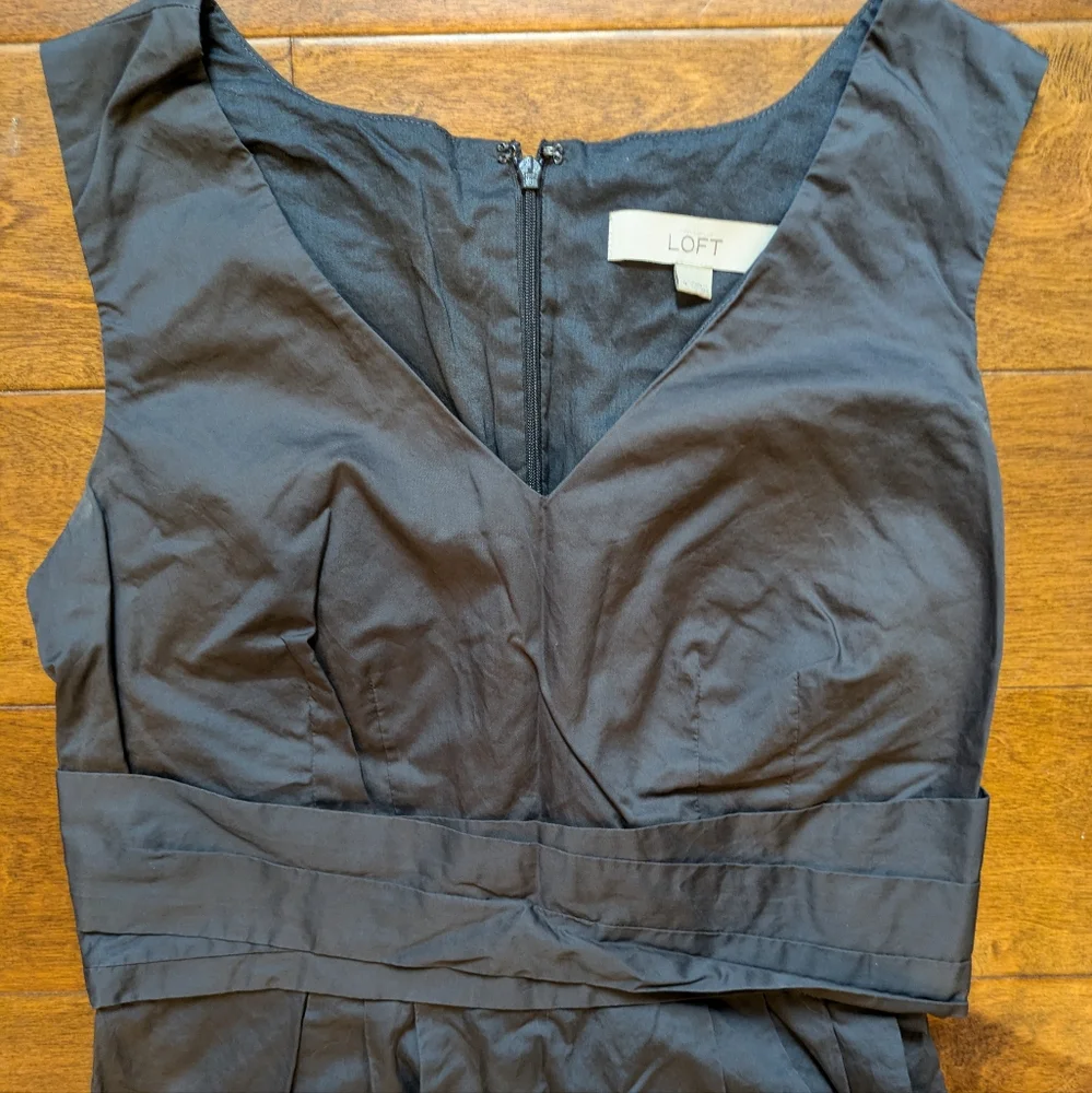 Ann Taylor Loft Grey Banded Pleated Waist Dress - Picture 3 of 4